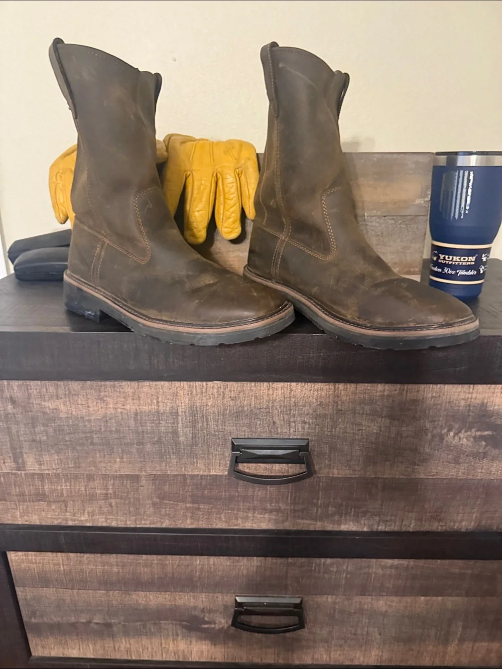 Wolverine Brown Leather Pull-On Work Boots